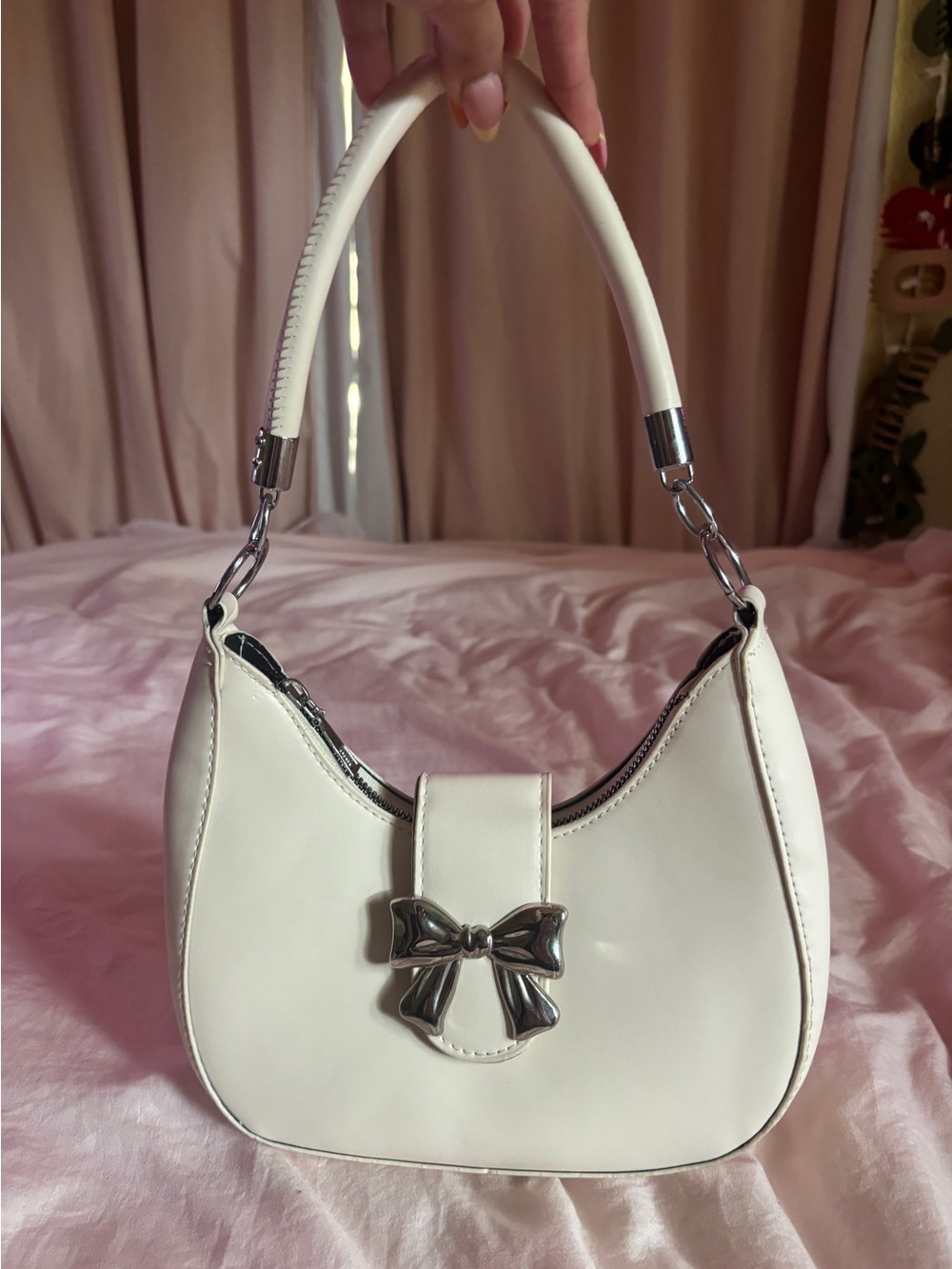 White Bow Accent Shoulder Bag - Women Bags